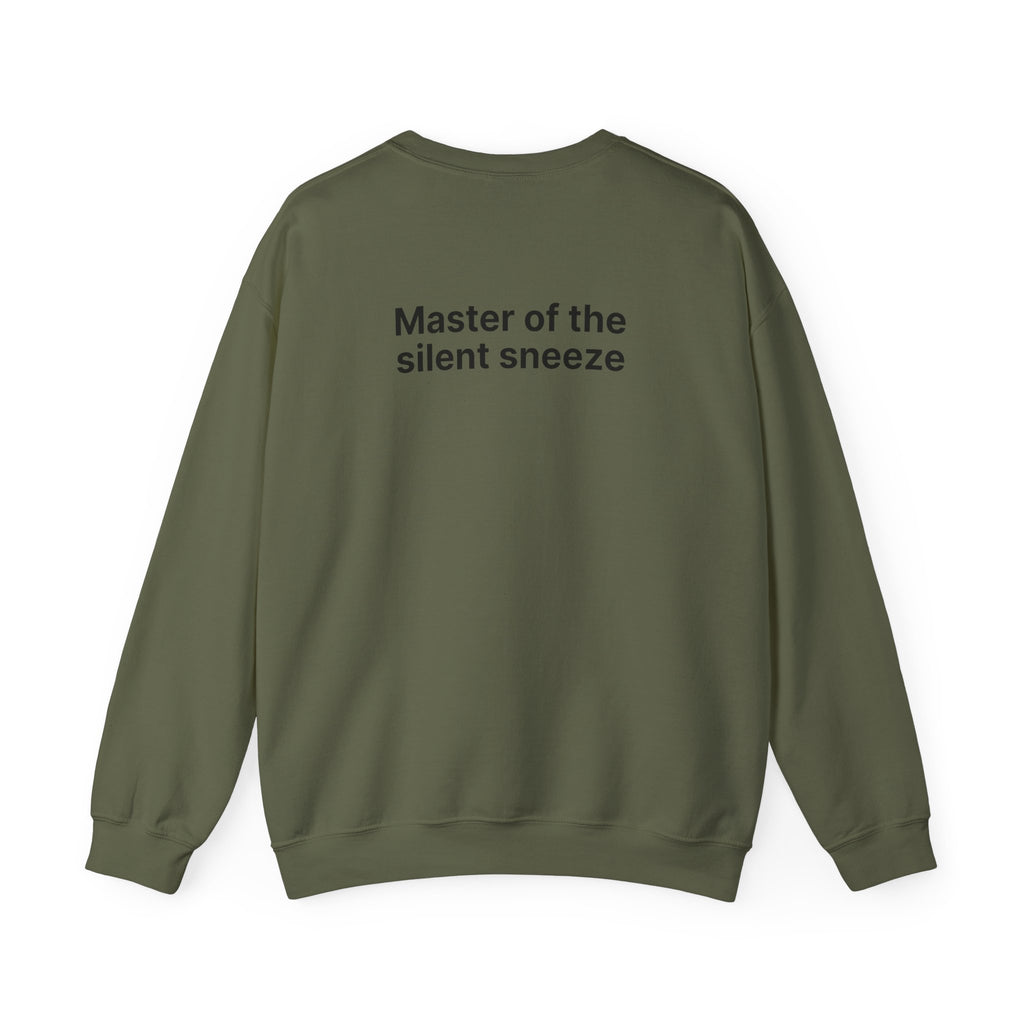 Mastering the silent sneeze (Back) - Unisex Crewneck Heavy Blend™