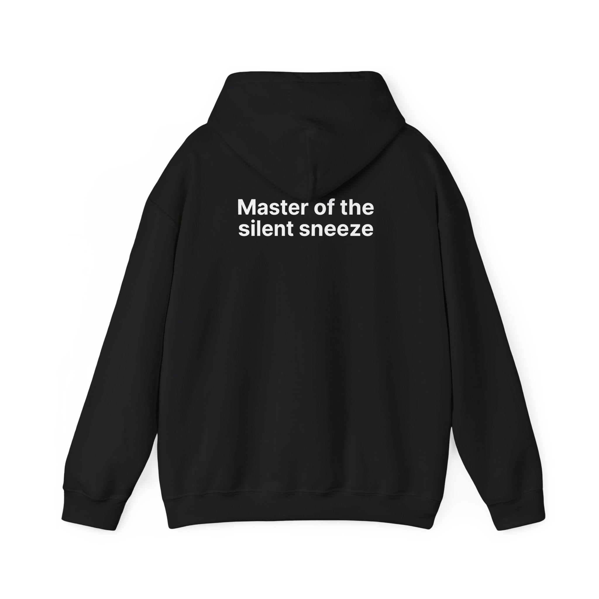 Mastering the silent sneeze Hoodie (Back) — Minimal Definition Graphic Pullover