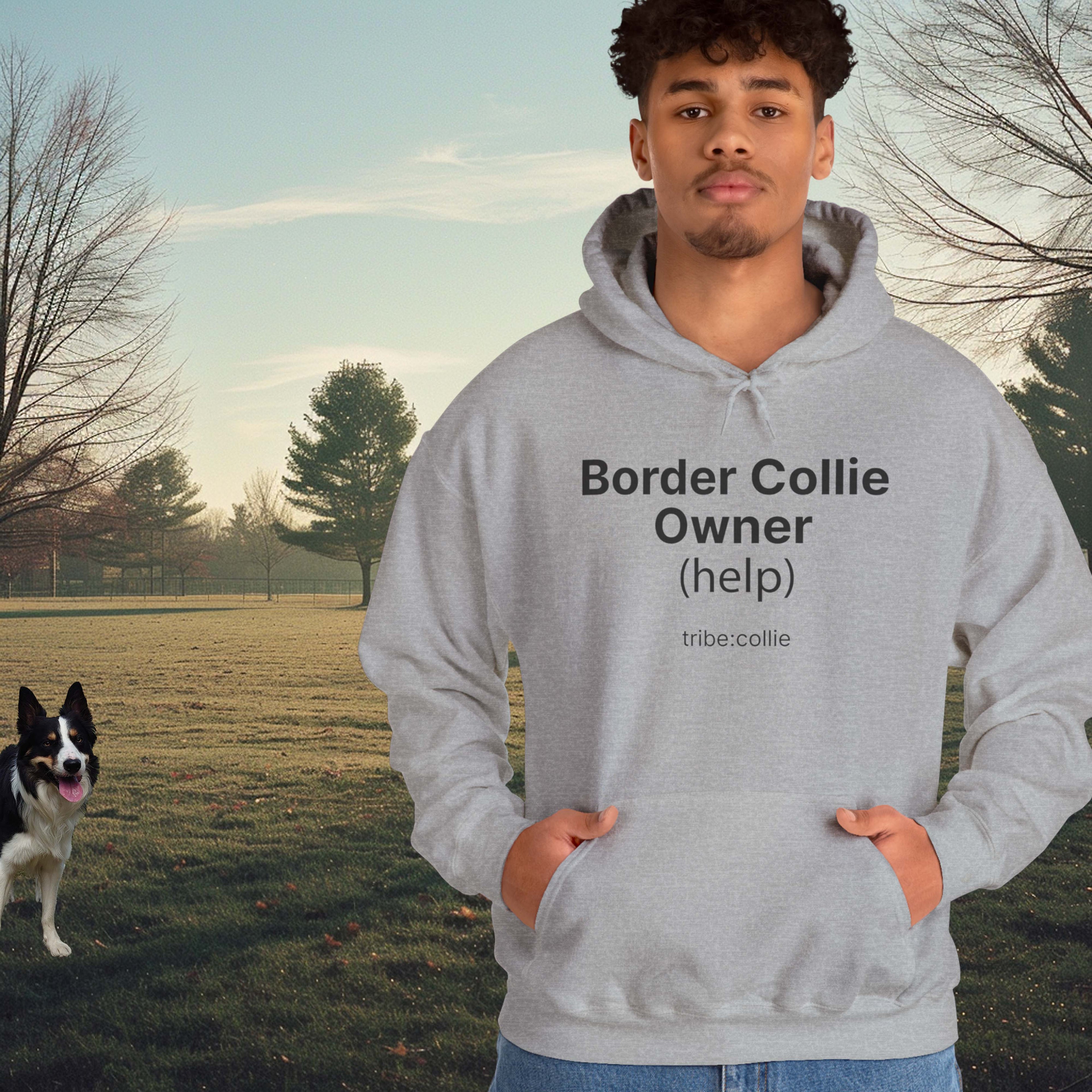 Tribe Collie Hoodie — Minimal Graphic (FRONT) Pullover