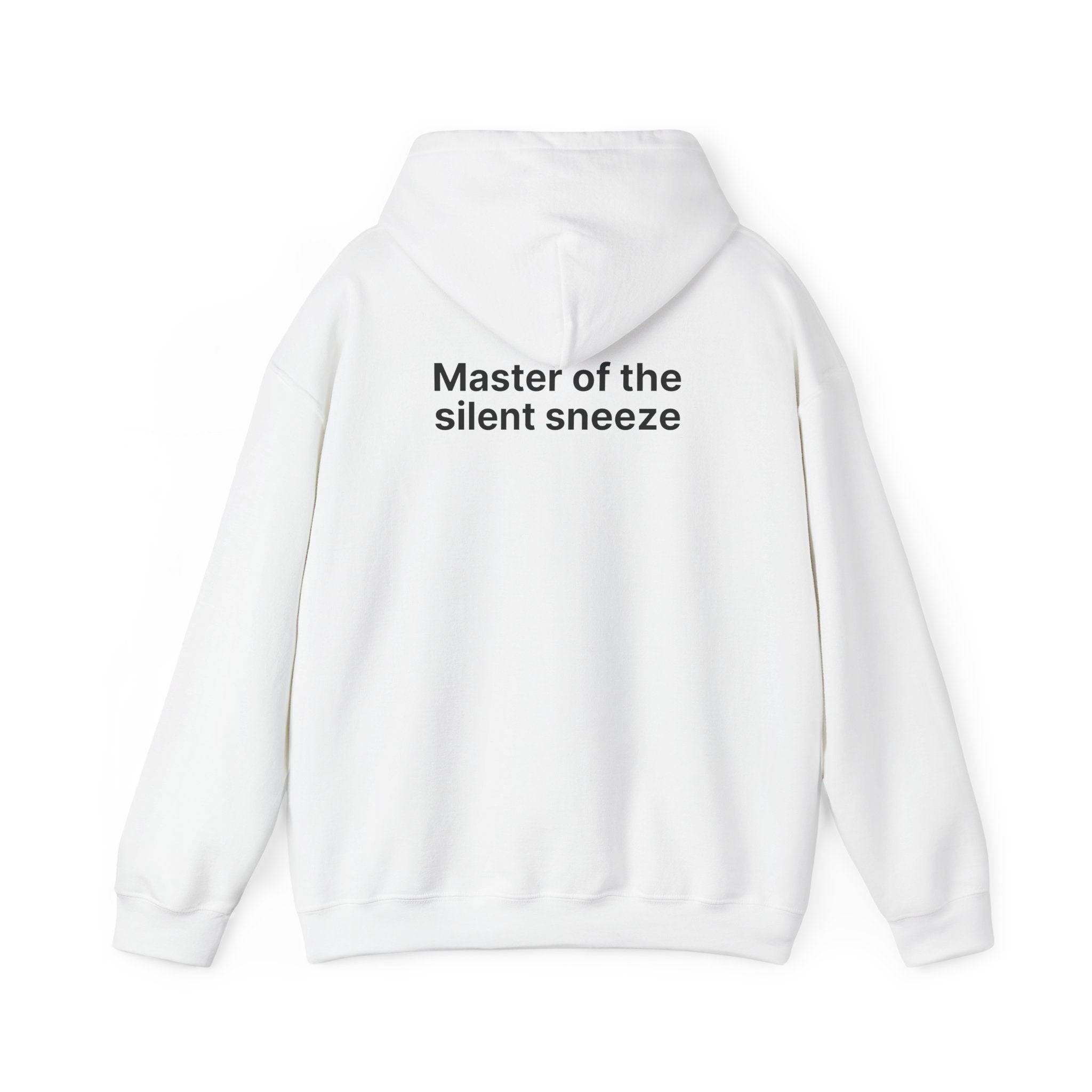 Mastering the silent sneeze Hoodie (Back) — Minimal Definition Graphic Pullover