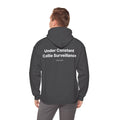 Under Surveillance Collie Hoodie — Minimal Definition Graphic Pullover (BACK)